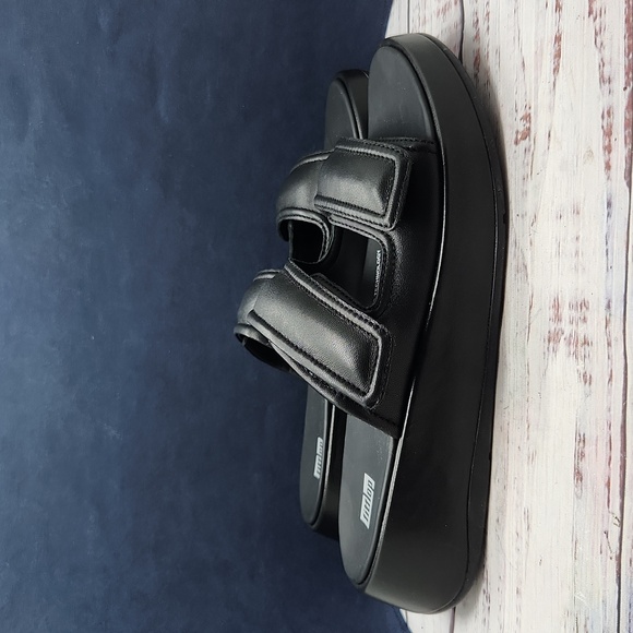 NEW Fitflop |‎ F-Mode Padded Leather Flatform Two-Bar Slides Women's 8 - Picture 6 of 11